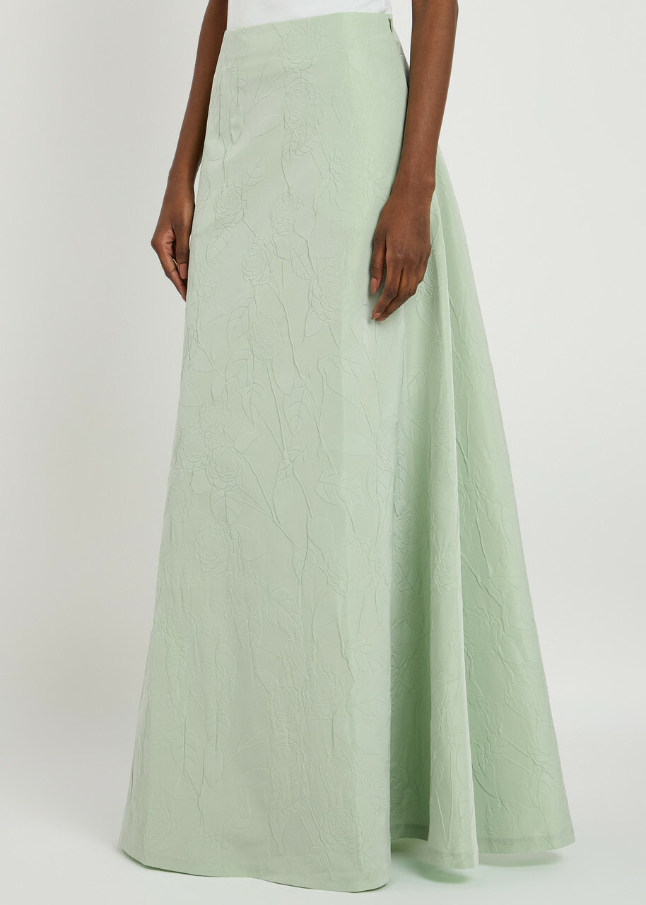 Bernadette Caswell Taffeta Maxi Skirt Multi Print