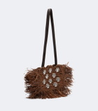 Rabanne Embellished raffia shoulder bag