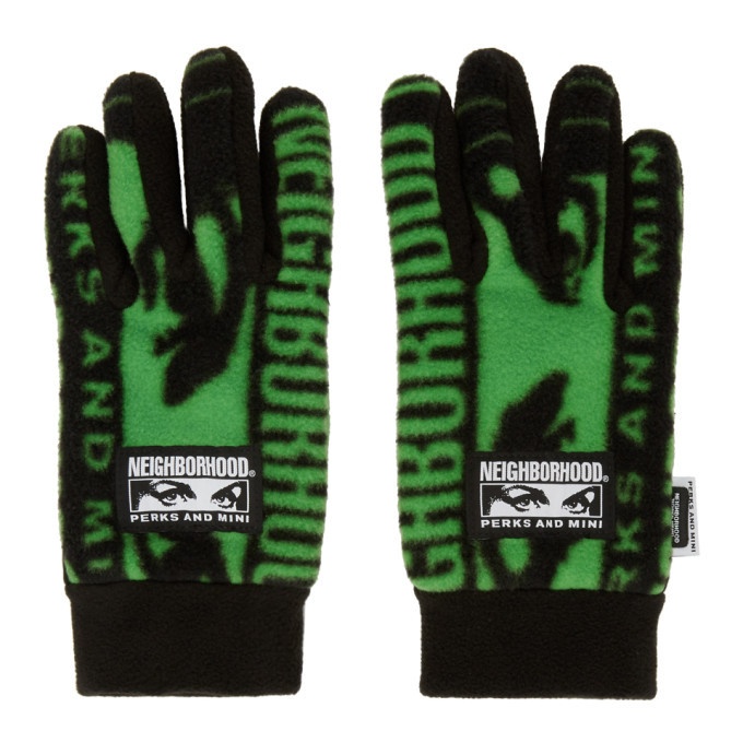 Photo: Perks and Mini Black and Green Neighborhood Edition Fleece Gloves