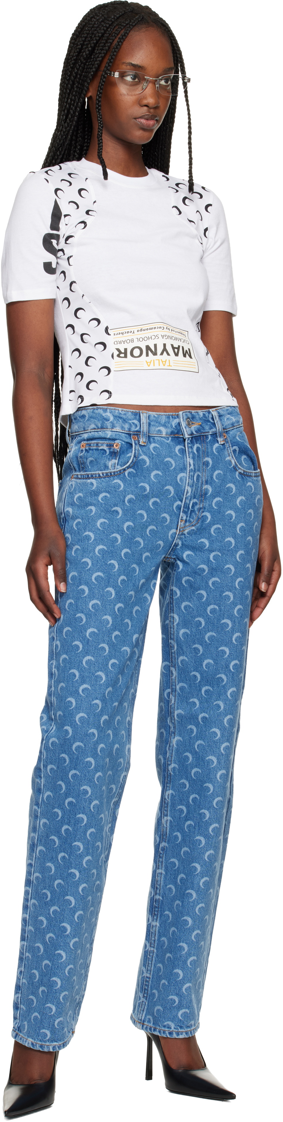 Marine Serre Blue Moon Laser Straight Jeans