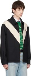 Valentino Black VLogo Signature Diagonal Wool Jacket