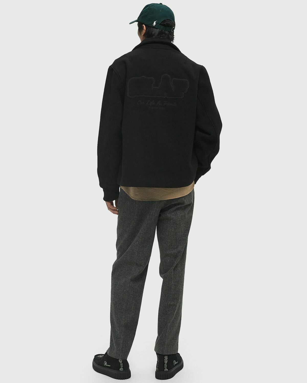 ØLÅF WOOL VARSITY COACH JACKET Black Mens Overshirt