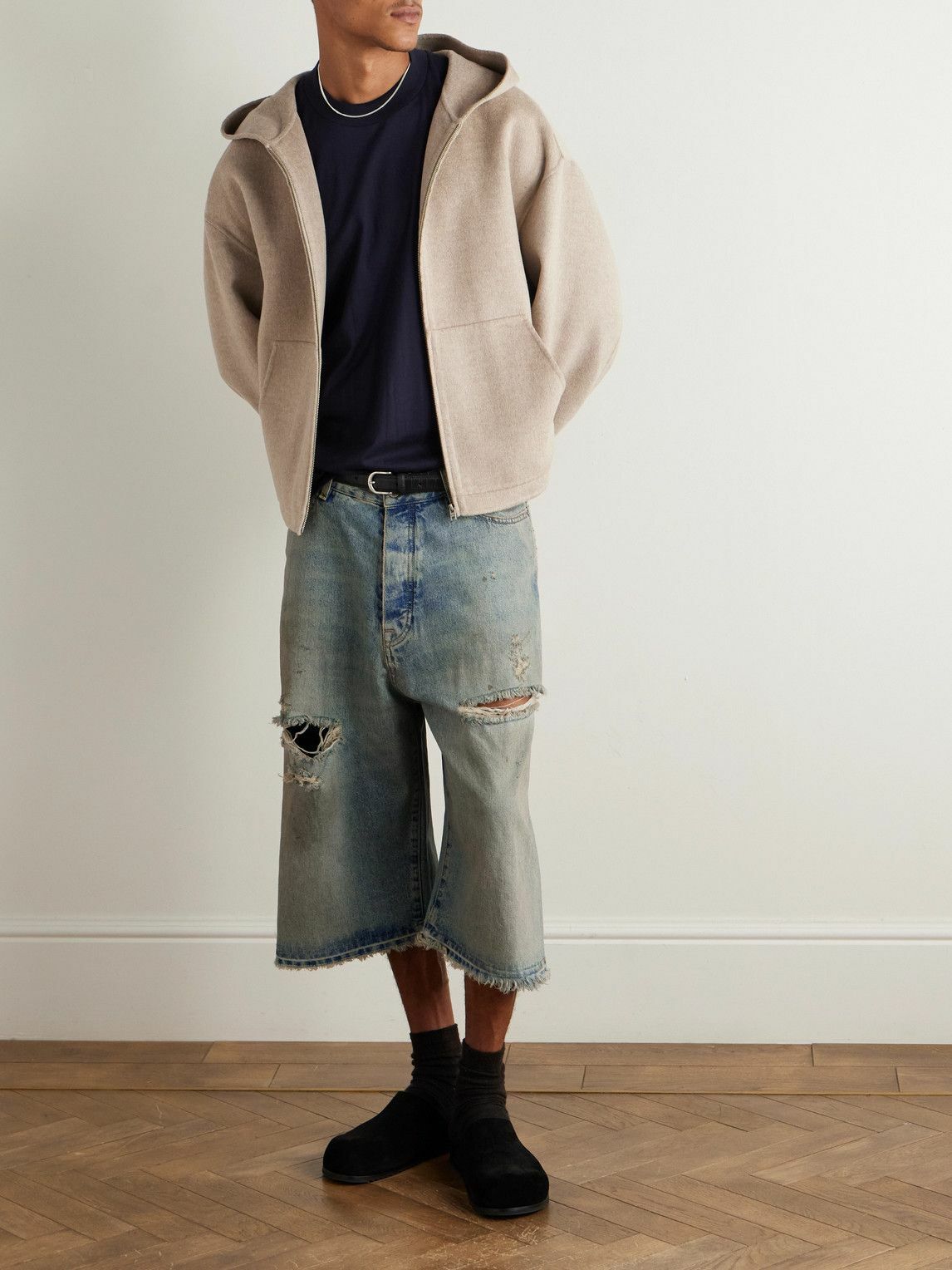 424 - Straight-Leg Distressed Denim Shorts - Blue