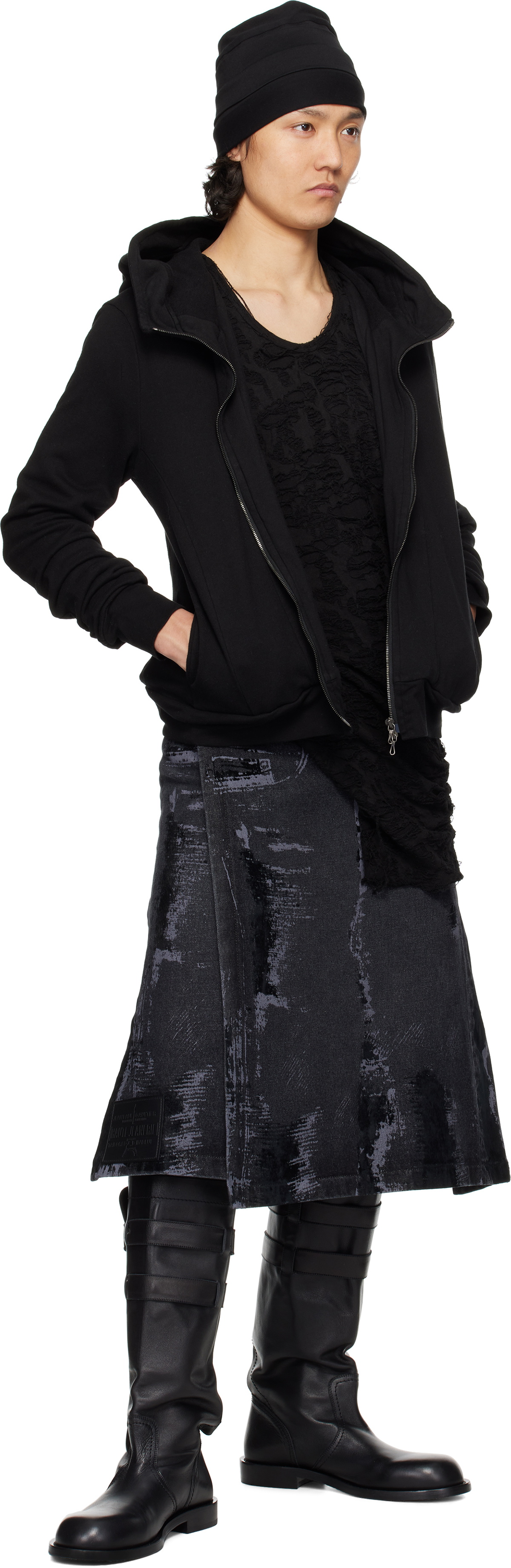 Julius Black Seamed Hoodie