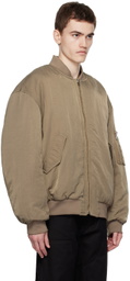 Filippa K Taupe Crinkled Bomber Jacket
