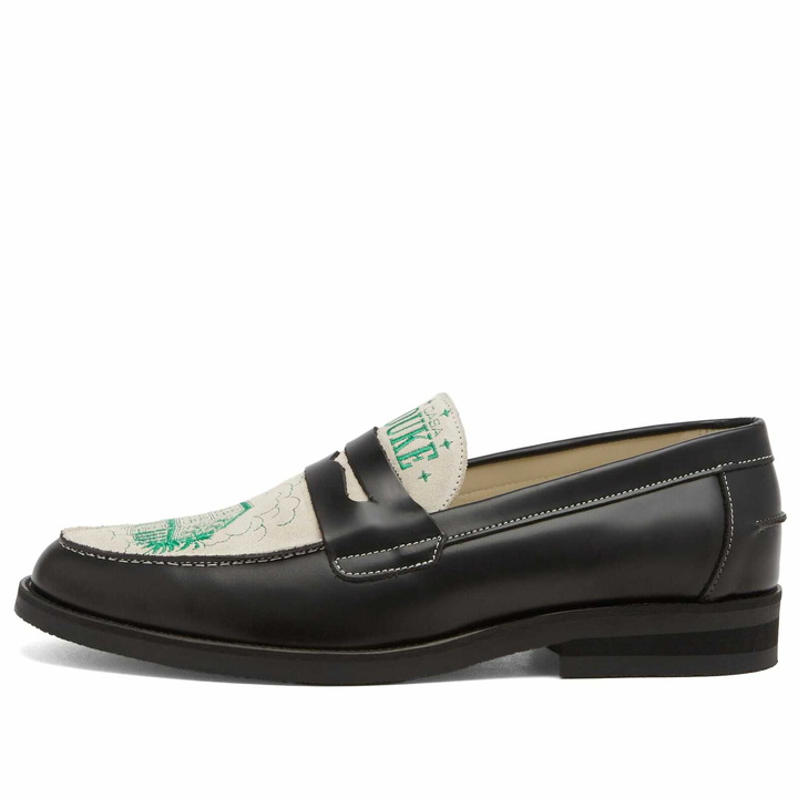 Photo: Duke + Dexter Men's Wilde Duke Hotel Penny Loafer in Black/White