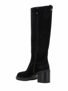 Casadei Black Boots With Zip Closure On The Side And Logo Embroidery On The Rear In Suede Woman