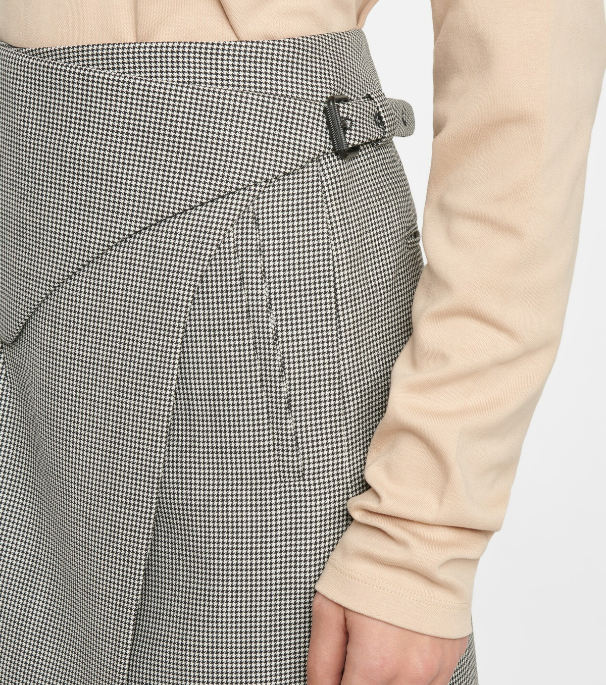 Houndstooth Wool Midi Coat