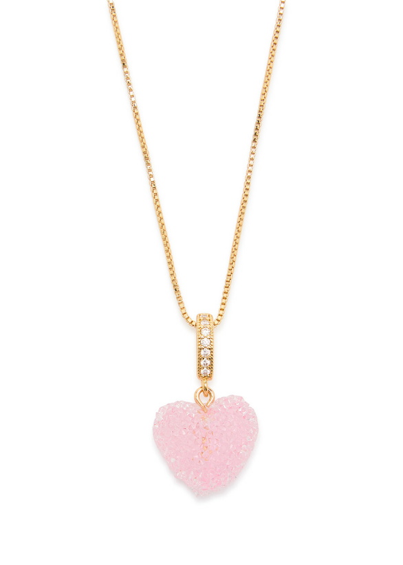 Photo: Crystal Haze Jelly Heart 18kt Gold-plated Necklace - Pink - One Size