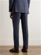 Canali - Slim-Fit Straight-Leg Linen and Silk-Blend Suit Trousers - Blue