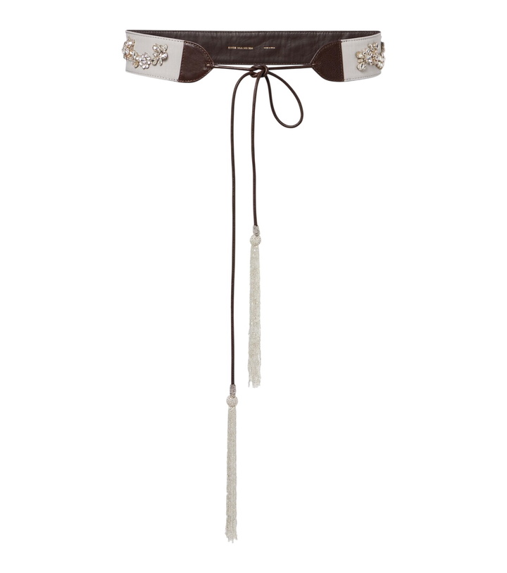 Photo: Dries Van Noten Embellished leather-trimmed cotton belt