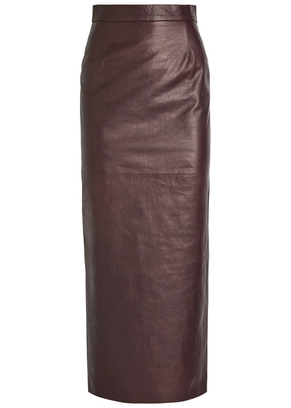 Photo: Skiim Huguette Leather Maxi Skirt Burgundy