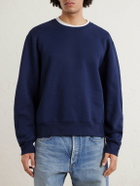 SAINT LAURENT - Logo-Embroidered Cotton-Jersey Sweatshirt - Blue