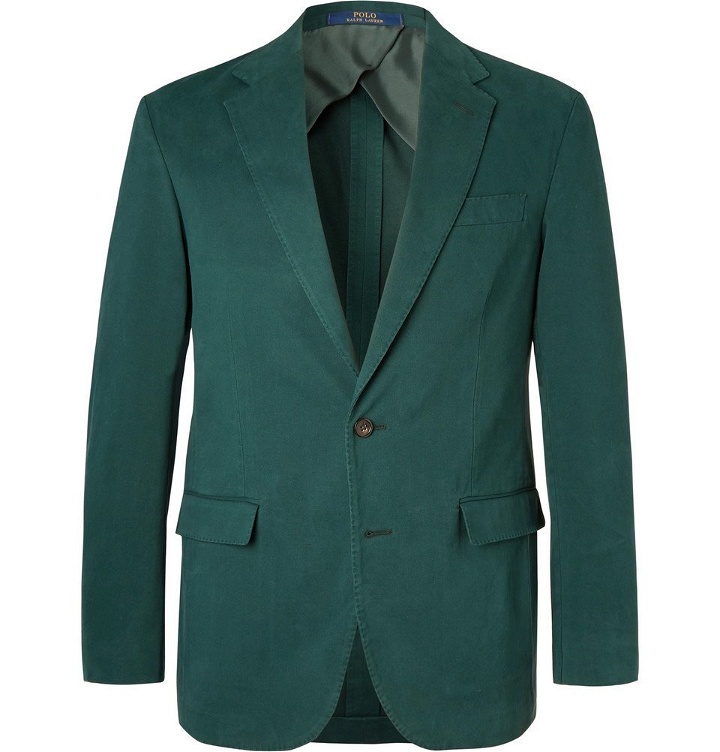 Photo: Polo Ralph Lauren - Dark-Green Slim-Fit Unstructured Cotton-Blend Twill Blazer - Men - Green
