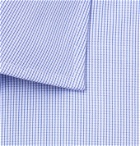 Canali - Cutaway-Collar Checked Cotton-Poplin Shirt - Blue