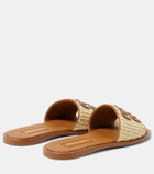 Miu Miu Logo raffia slides
