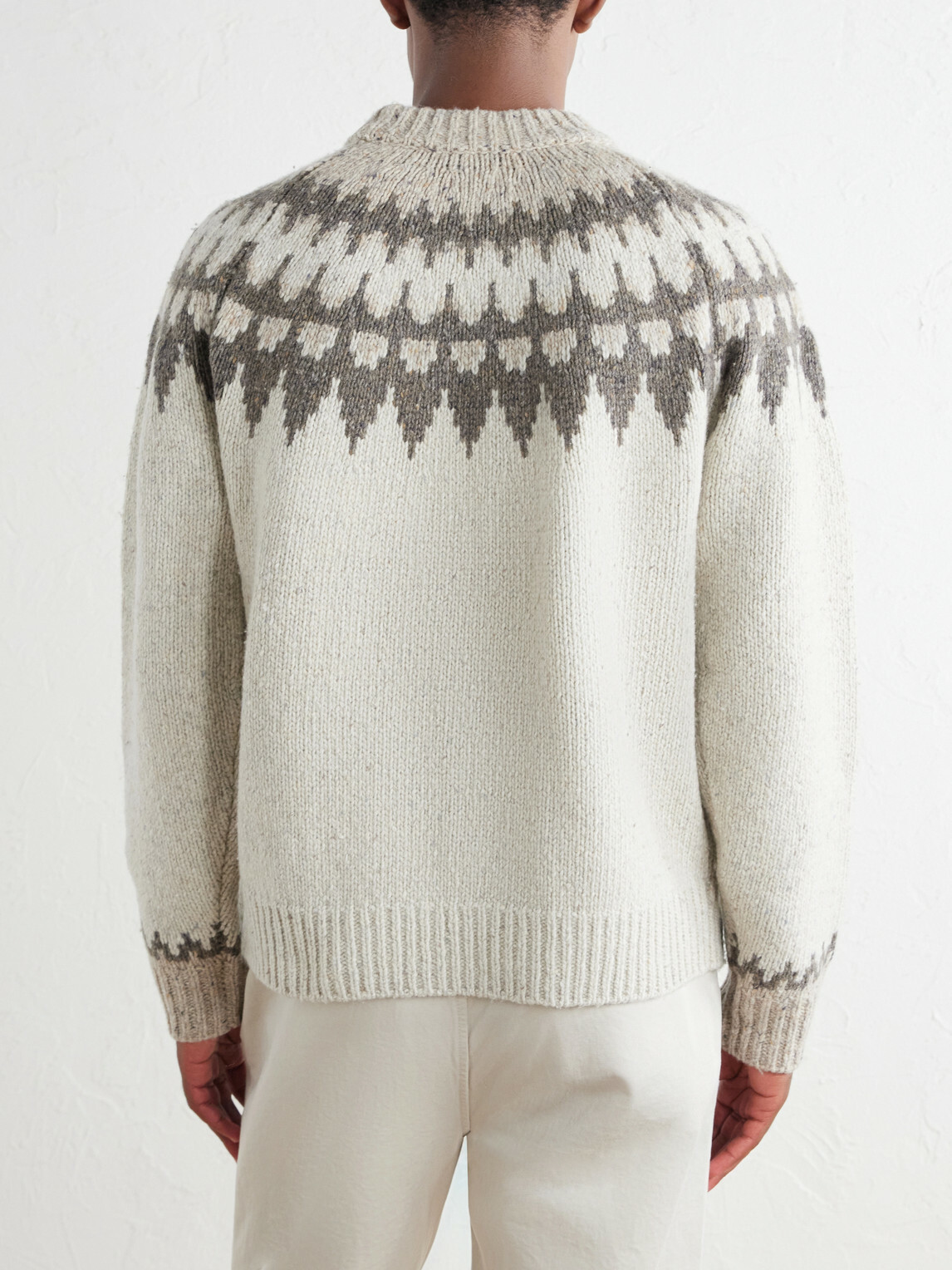 Hartford - Donegal Jacquard Wool-Blend Sweater - Neutrals