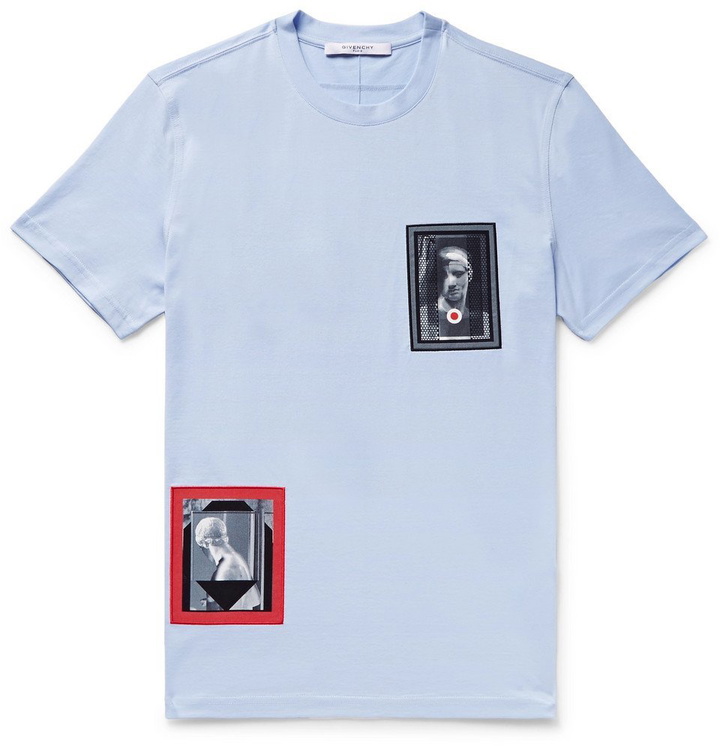 Photo: Givenchy - Cuban-Fit Printed Cotton-Jersey T-Shirt - Men - Light blue