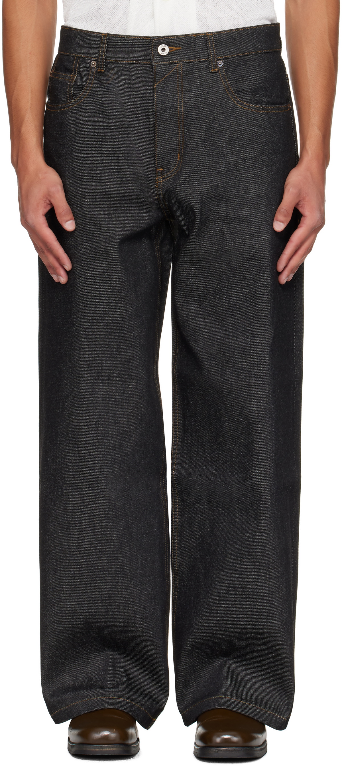 COOR Navy Rigid Semi Wide Jeans