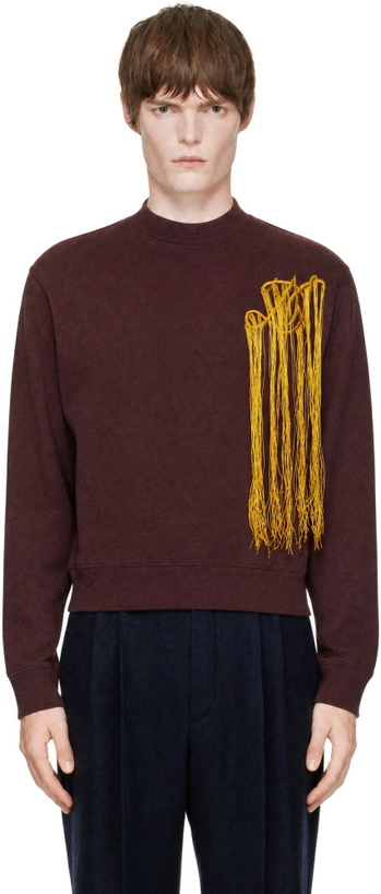 Photo: Dries Van Noten Burgundy Embroidered Sweatshirt