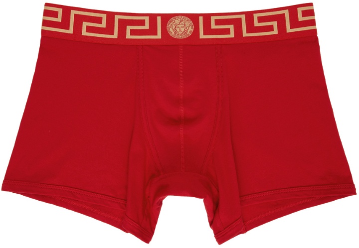 Photo: Versace Underwear Red Greca Border Long Boxer Briefs