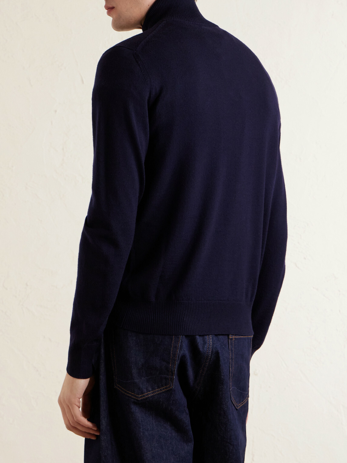 Purdey - Linton Logo-Embroidered Wool Half-Zip Sweater - Blue