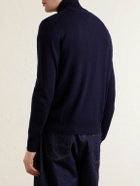 Purdey - Linton Logo-Embroidered Wool Half-Zip Sweater - Blue
