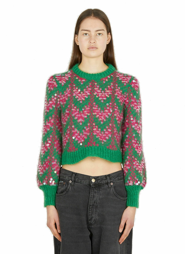 Photo: Gucci - Chevron Sequin Sweater in Green