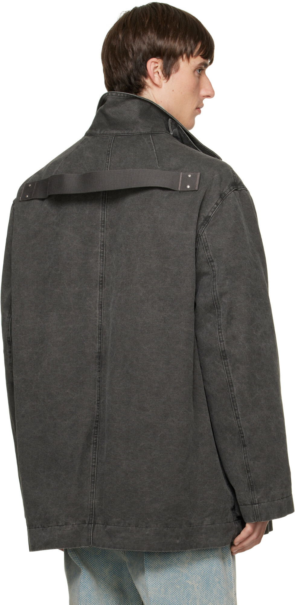 Rick Owens Gray Tower Collared Mac Jacket