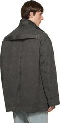 Rick Owens Gray Tower Collared Mac Jacket