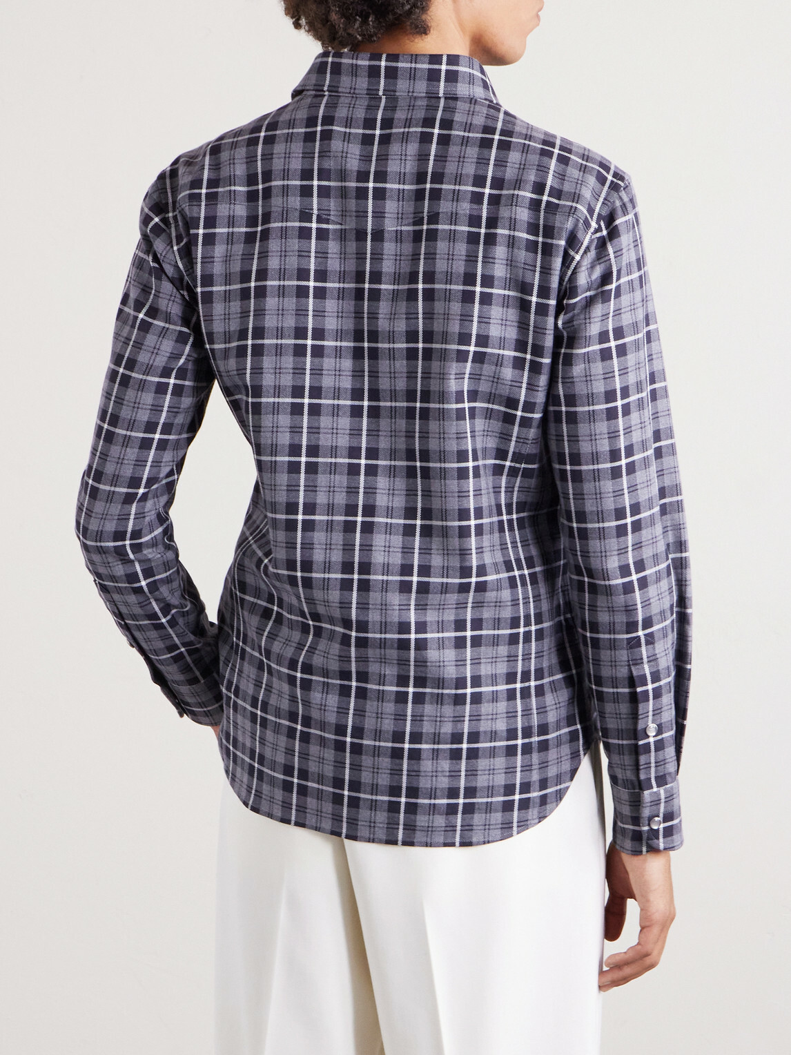 TOM FORD - Checked Cotton-Twill Shirt - Gray