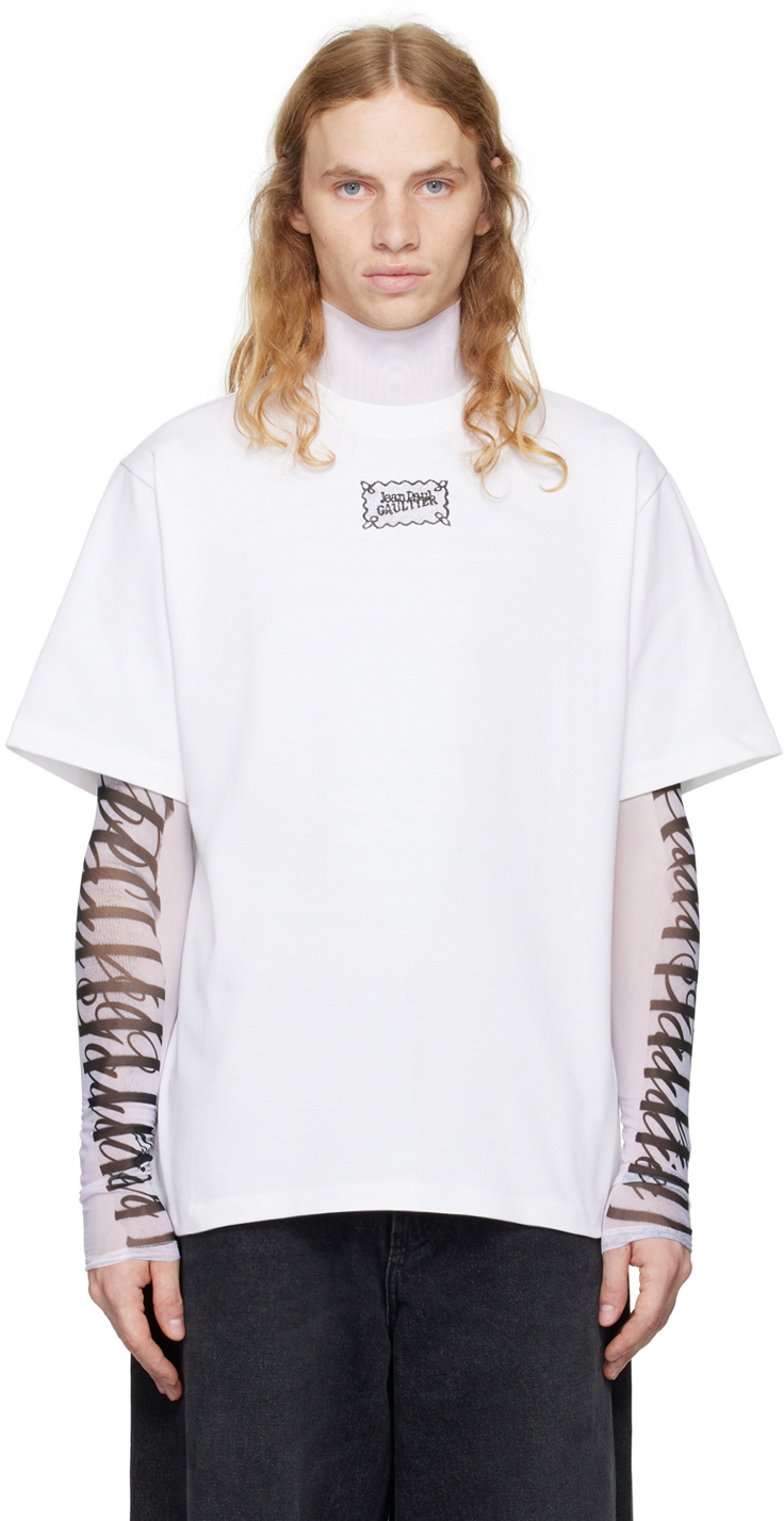 Jean Paul GAULTIER Tシャツ・カットソー L 白 【古着】【中古】【送料無料】 Jean Paul Gaultier White Oversized Lace Label T-shirt Jean Paul