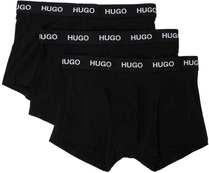 Photo: Hugo Three-Pack Black Logo Boxer Briefs