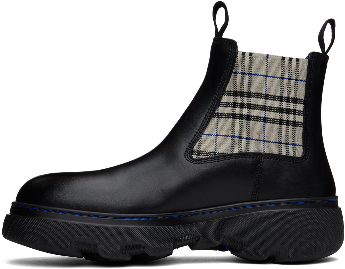 Burberry Black & Gray Leather Creeper Low Chelsea Boots
