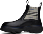 Burberry Black & Gray Leather Creeper Low Chelsea Boots