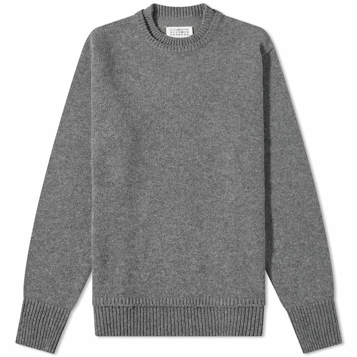 Photo: Maison Margiela Men's Insert Crew Knit in Medium Grey Melange