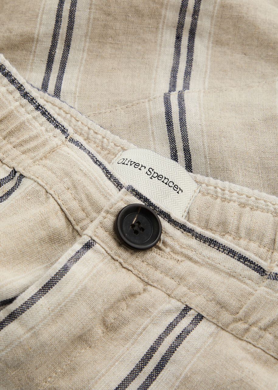 Oliver Spencer Osborne Striped Linen Shorts Beige