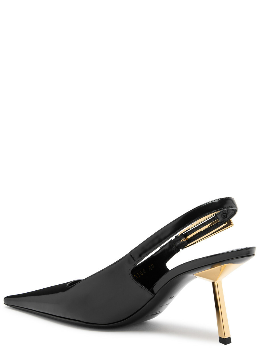 Saint Laurent Lee 75 Glossed Leather Slingback Pumps