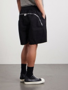 DRKSHDW by Rick Owens - Long Boxers Butt Zipp Straight-Leg Cotton-Canvas Shorts - Black