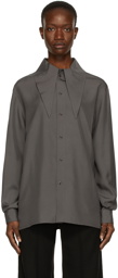 Lemaire Grey Silk Tie Neck Shirt
