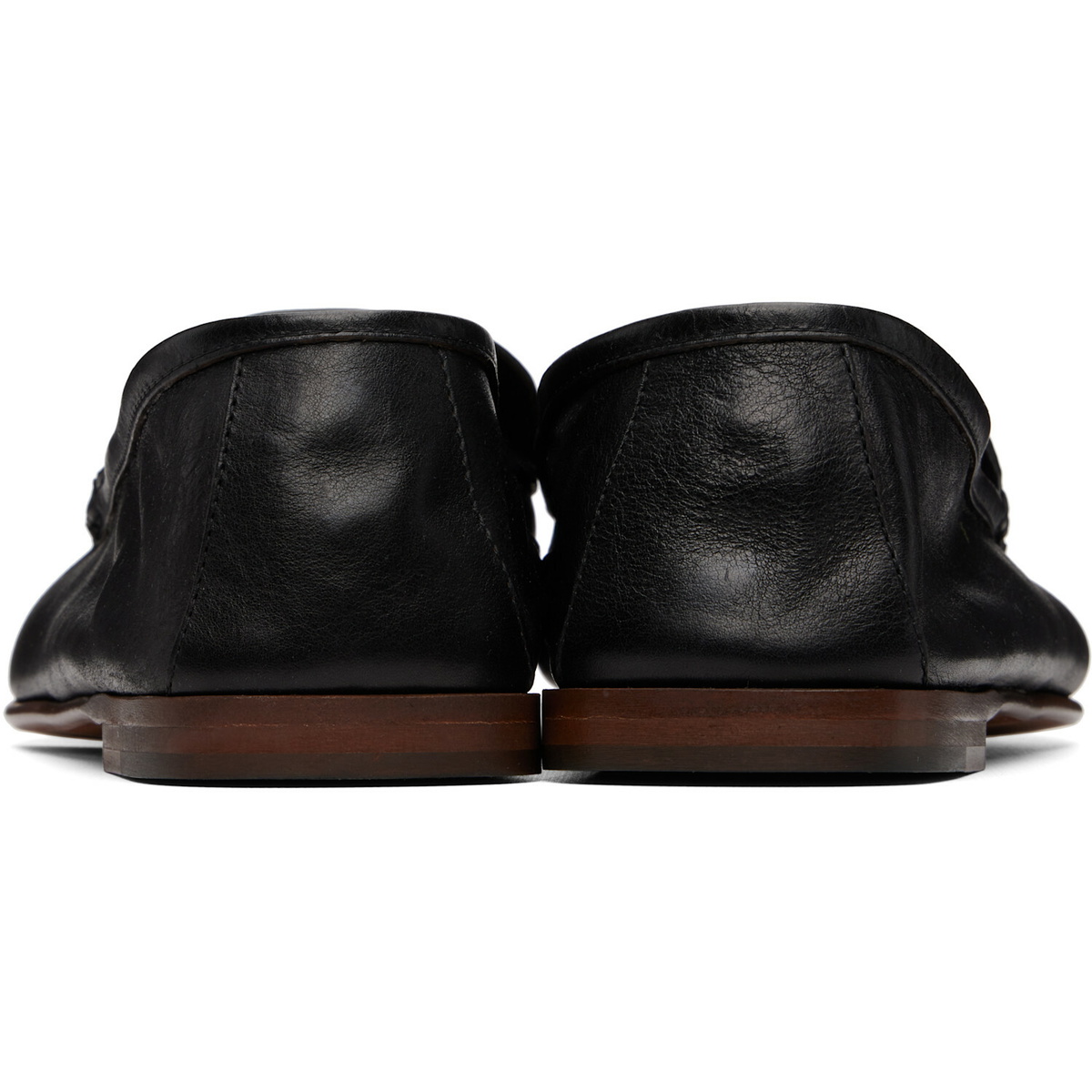 Versace Black Guanto Leather Loafers