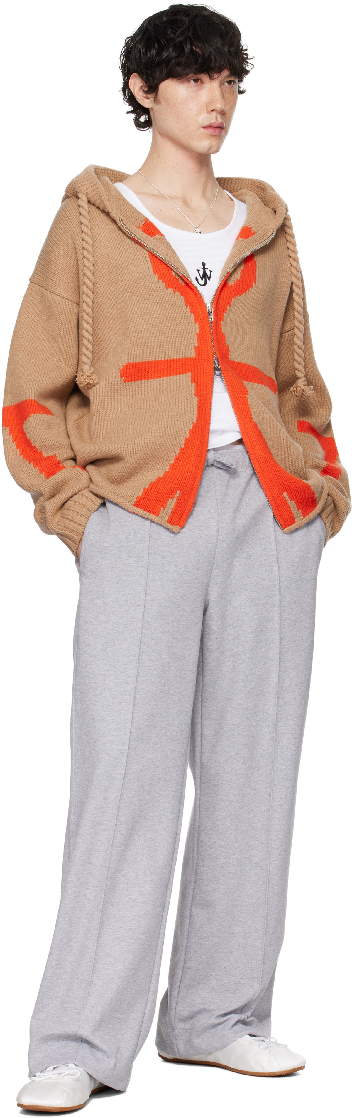 【関税込み】JW Anderson タン＆オレンジ Anchor Logo フーディ Tan & Orange Anchor Logo Hoodie by JW Anderson on Sale