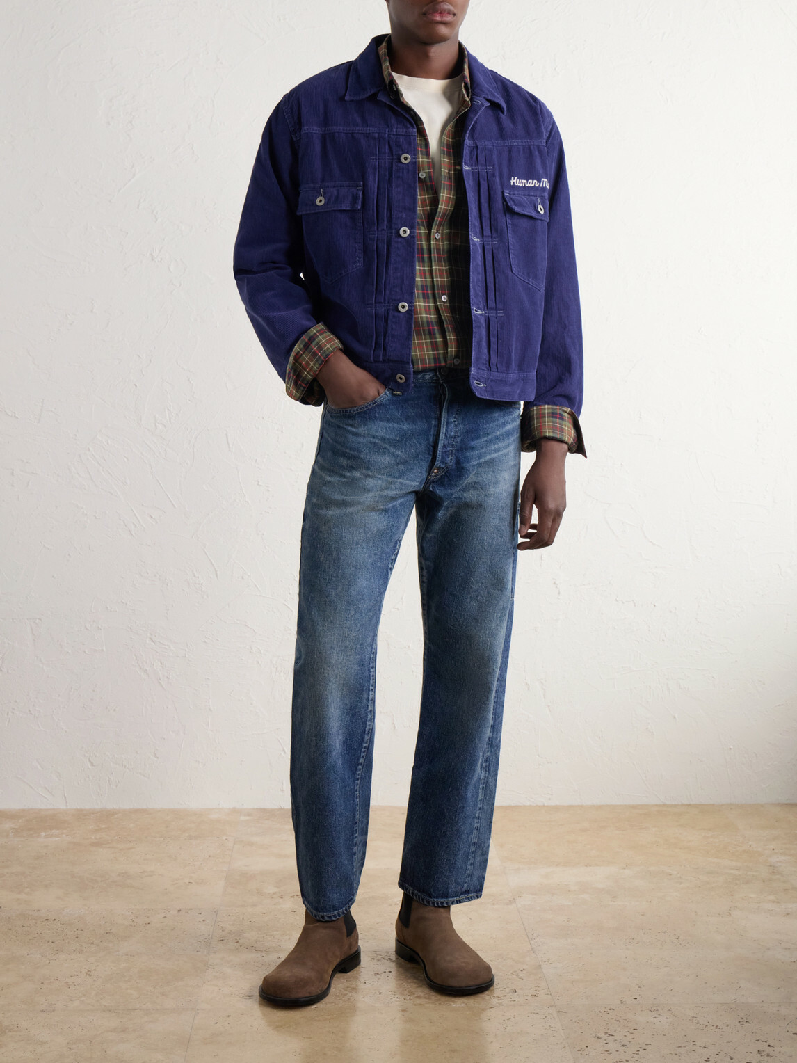 Human Made - Logo-Embroidered Cotton-Corduroy Jacket - Blue