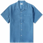 Universal Works Men's Japanese Waffle Camp Shirt in Faded Blue