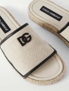 Dolce&Gabbana - Logo-Embroidered Canvas and Leather Espadrille Slides - Neutrals