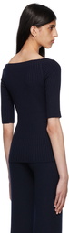 Chloé Navy Off-The-Shoulder Sweater