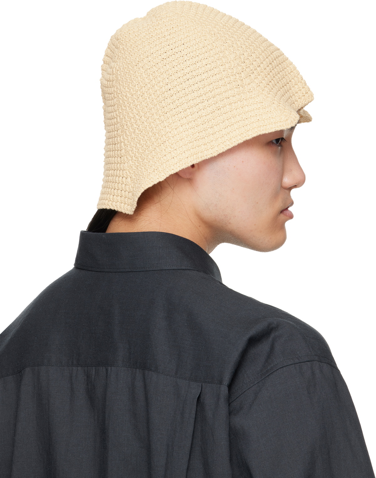 HOMME PLISSÉ ISSEY MIYAKE Off-White Crochet Hat Homme Plisse Issey