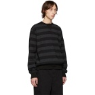 Junya Watanabe Black and Grey Striped Crewneck Sweater