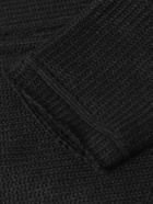 424 - Cropped Ribbed-Knit Zip-Up Hoodie - Black