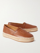 AMIRI - MA Logo-Embossed Leather Espadrilles - Brown